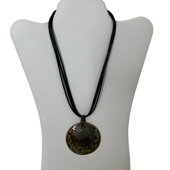 Premier Designs Interchangeable Pendant Necklace Multi-Strand Black Cord Boho - Picture 1 of 6